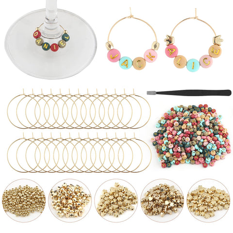 MOMOTONX letter beads for wine glass charms help guests spell names clearly