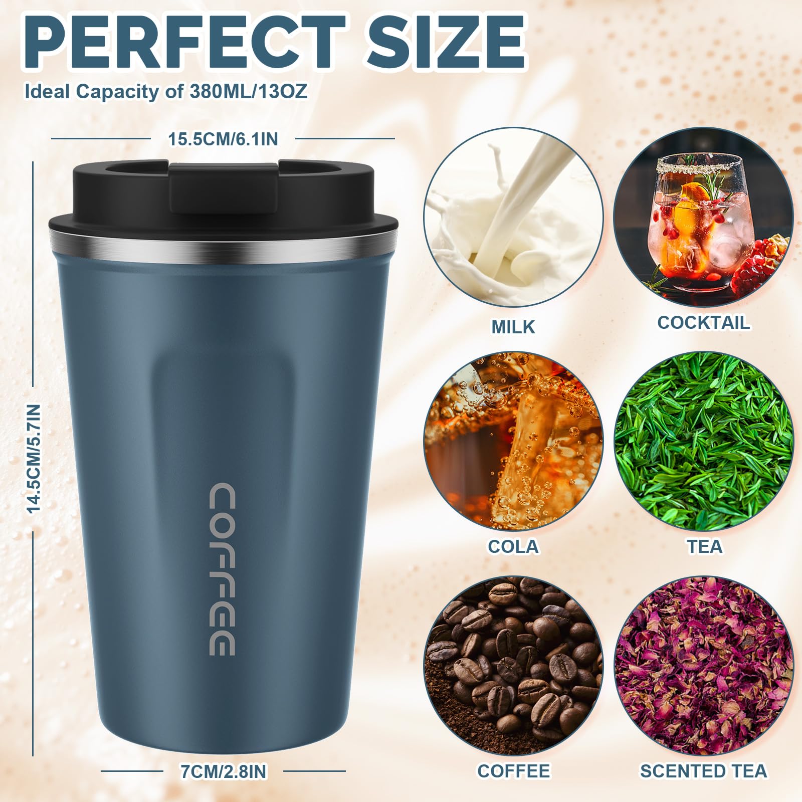 MOMSIV 12oz travel mug blue body grip showcasing comfortable silicone handle