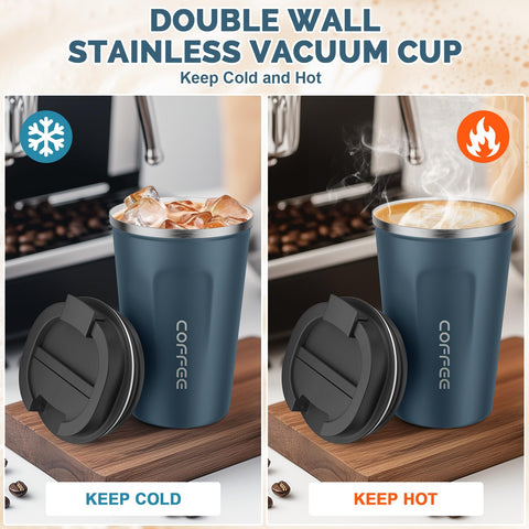 MOMSIV 12oz travel mug blue leakproof lid secured for travel