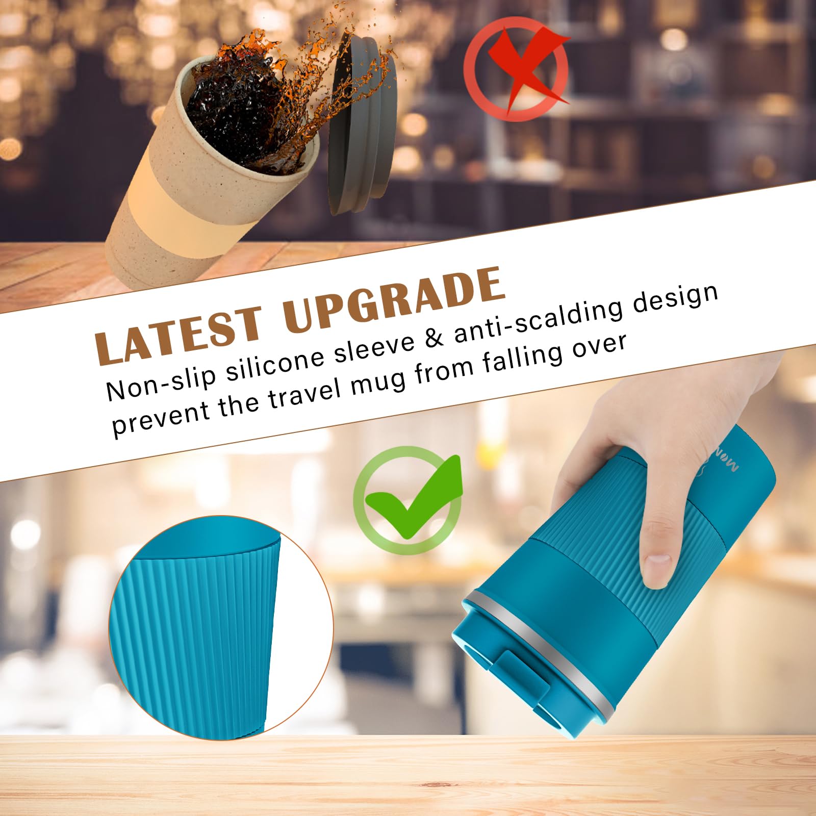 MOMSIV travel mug ideal for car, desk or outdoor adventures