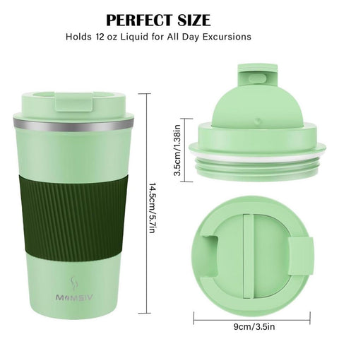 MOMSIV leakproof screw-on lid travel mug prevents spills during commuting and travel