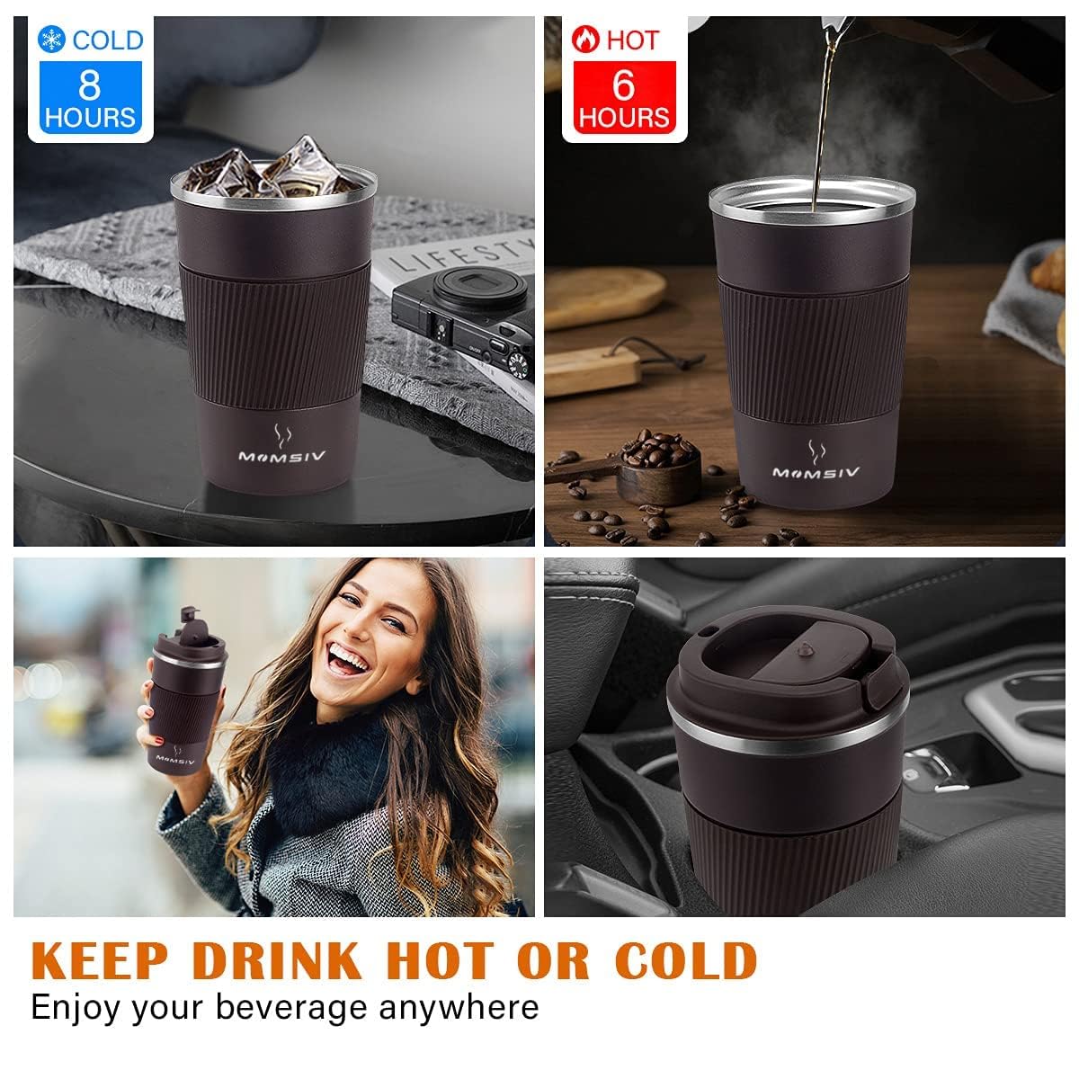 MOMSIV travel mug leakproof lid keeps drinks sealed during travel.