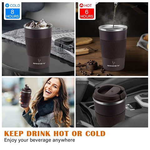 MOMSIV travel mug leakproof lid keeps drinks sealed during travel.