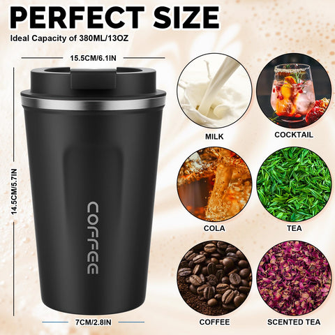 MOMSIV travel mug shows one-handed use with flap opening for easy sipping.