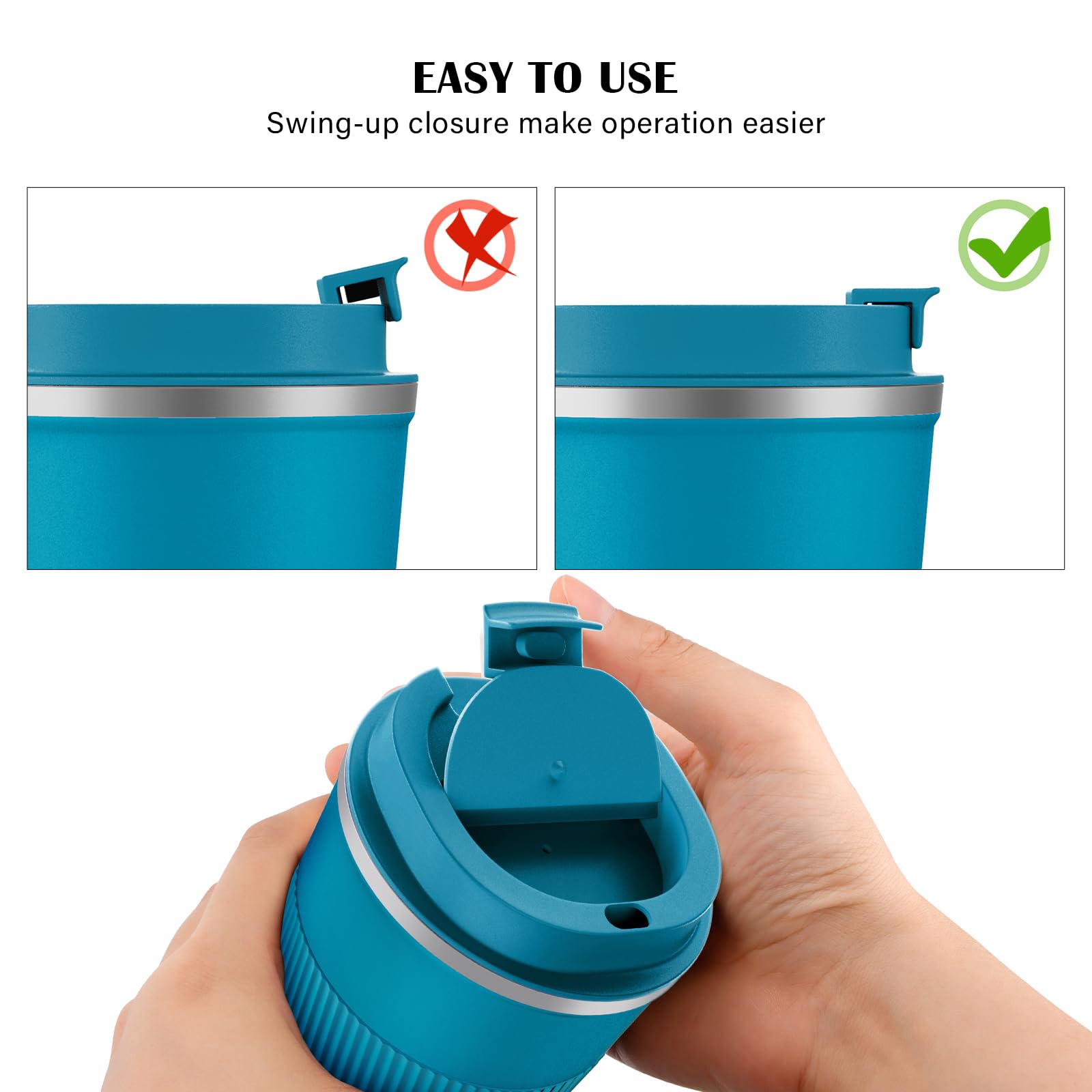 Soft silicone grip on the MOMSIV travel mug body for comfortable handling