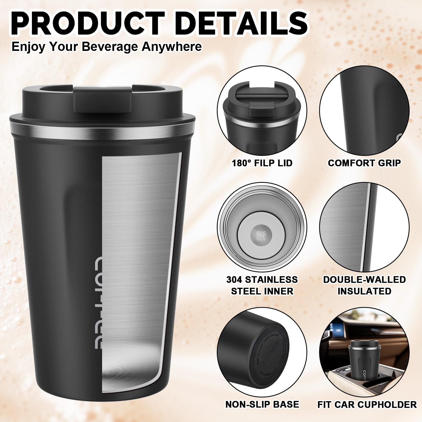 MOMSIV 304 stainless steel double-wall design preserves flavor during commute.