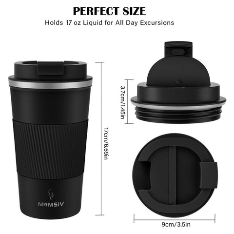 MOMSIV travel mug straw hole lid with silicone grip for comfortable use.