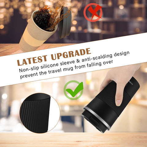 MOMSIV travel mug ideal for hot and cold beverages in car and home.