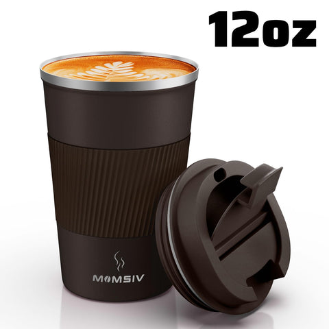 MOMSIV travel mug compact 12oz design for travel days.