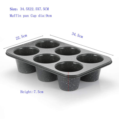 Monfish jumbo deep muffin pan carbon steel construction resists warping and rust.