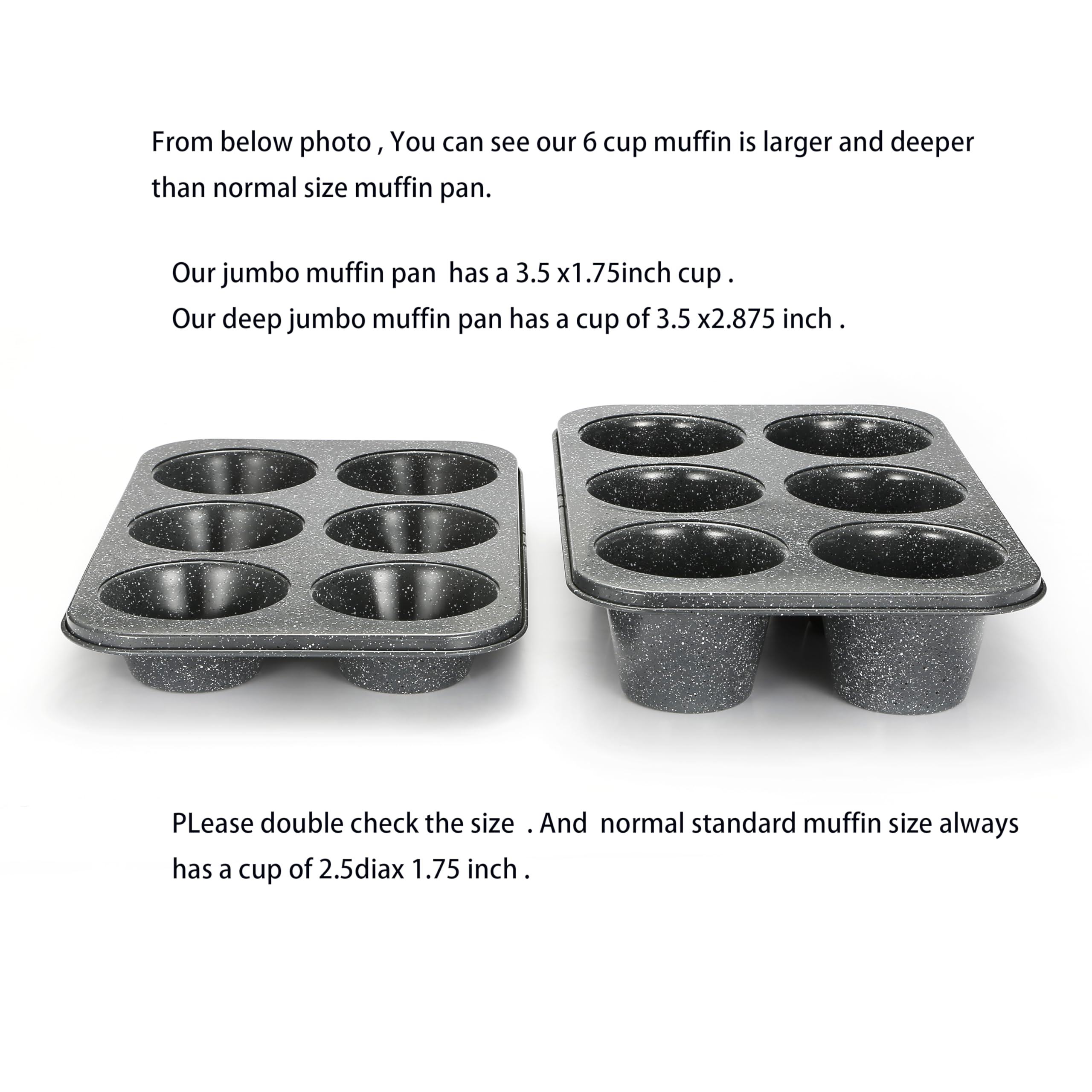 Close-up of Monfish jumbo deep muffin pan cups highlighting roomy 3.5-inch cavities.