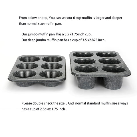 Close-up of Monfish jumbo deep muffin pan cups highlighting roomy 3.5-inch cavities.