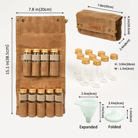 MONGPIENS canvas travel container keeps spices organized on trips