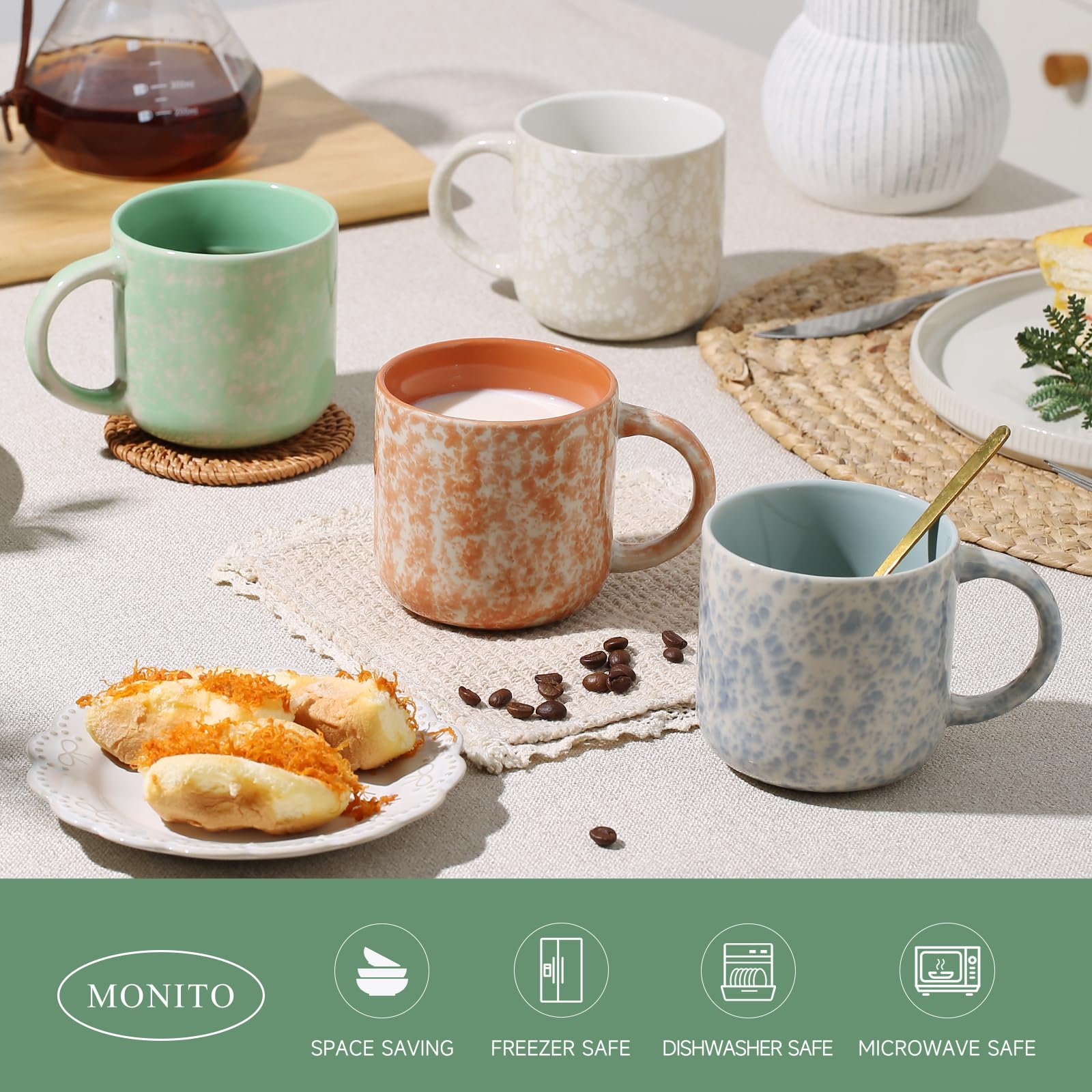 MONITO mug set offers varied patterns, perfect for entertaining guests with distinct cups.