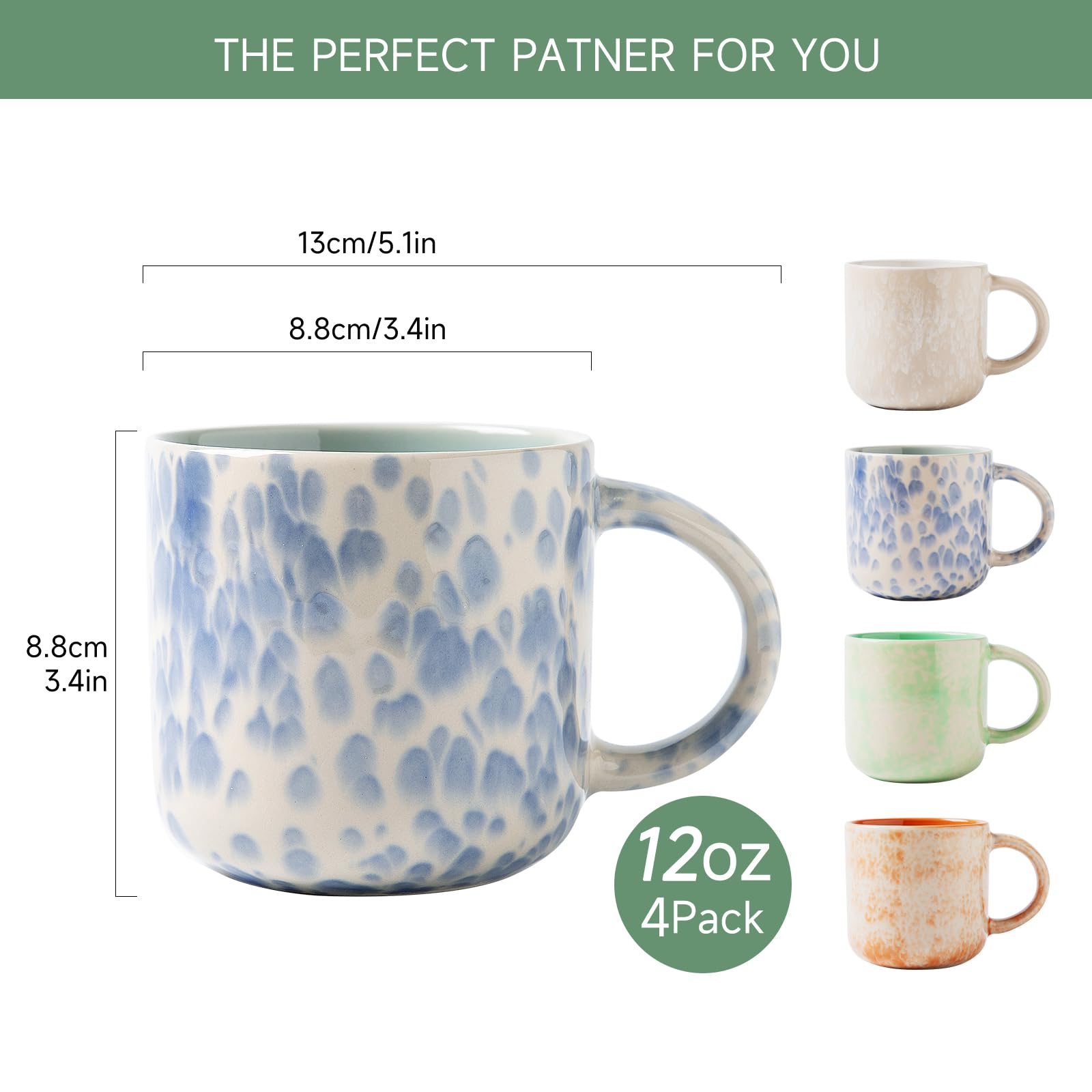 MONITO 12oz mug features a comfortable handle and durable stoneware for everyday tea.