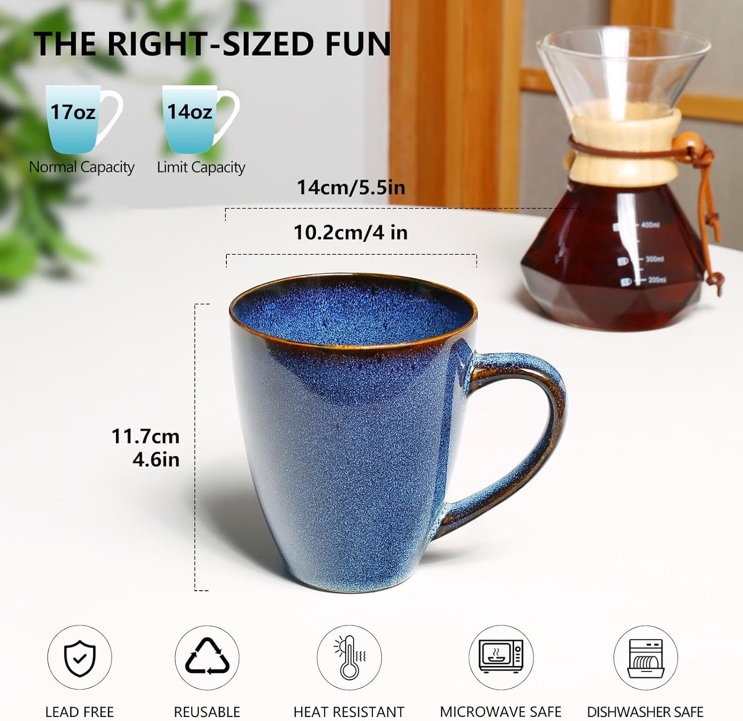 MONITO Starry Blue mug set back view, elegant glaze for tea.