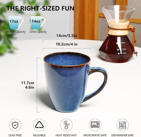 MONITO Starry Blue mug set back view, elegant glaze for tea.
