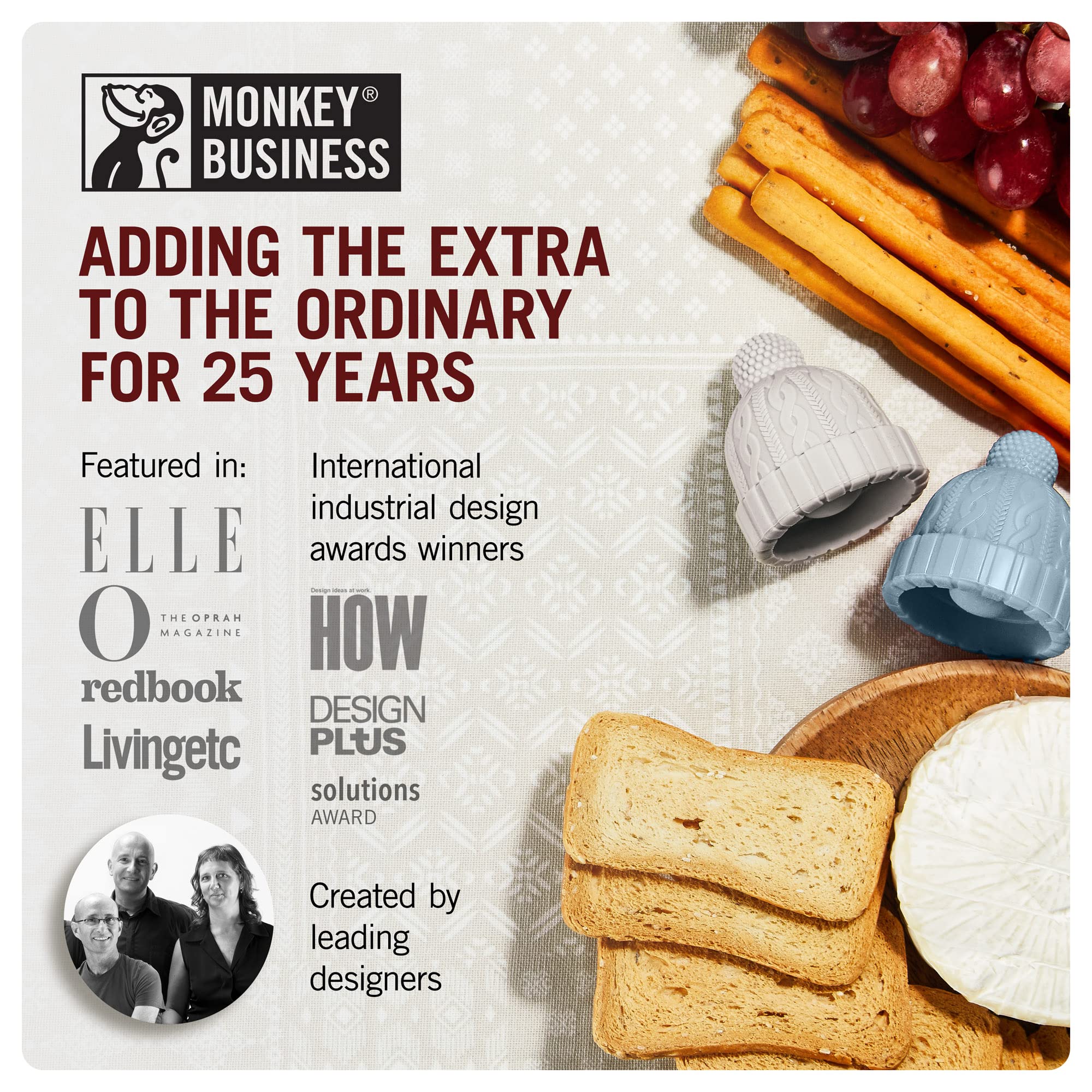 Dishwasher-safe silicone material of Monkey Business stopper for easy cleaning.