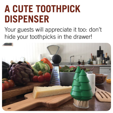 Monkey Business Forest dispenser in shake action, releases a single toothpick