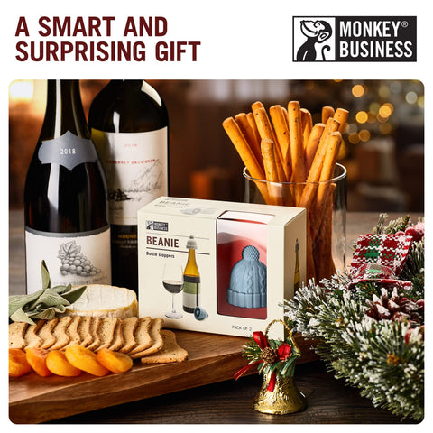 Gift idea: Monkey Business beanie stoppers delight wine lovers.