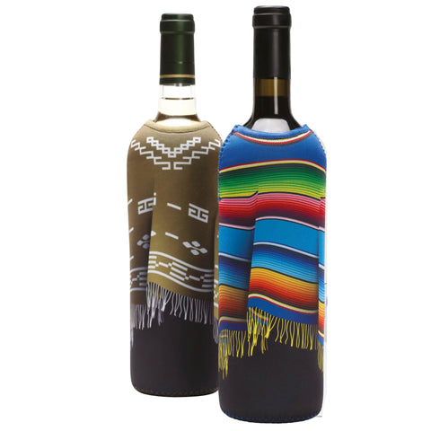 Monkey Business wine bottle poncho red design with a secure non-slip grip.