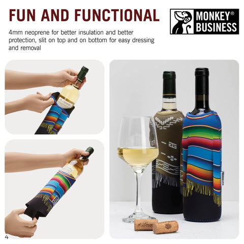 Monkey Business two-pack sleeves fit standard 750ml bottles for a snug look.