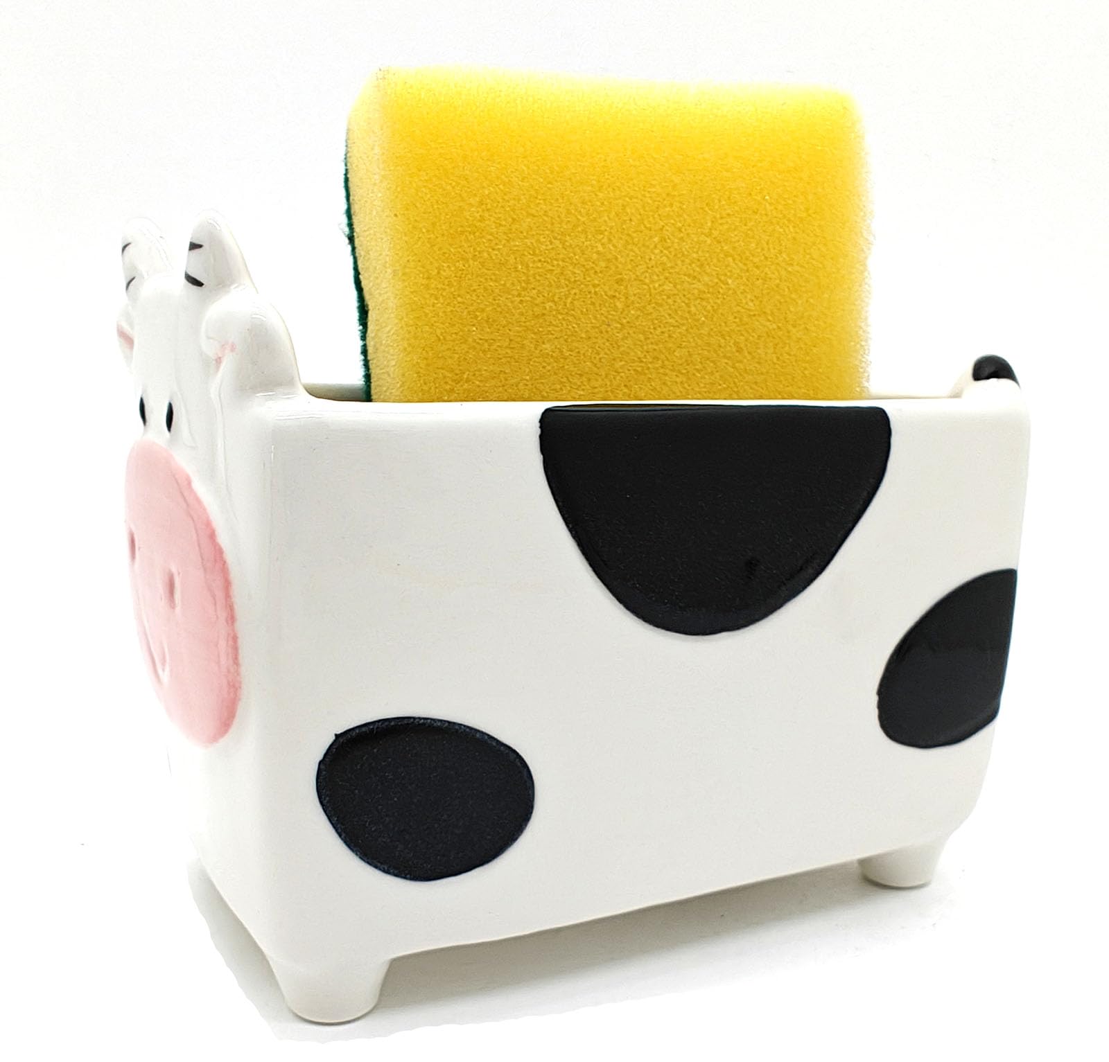 MONMOB sink sponge holder with cow design keeps counters tidy and stylish