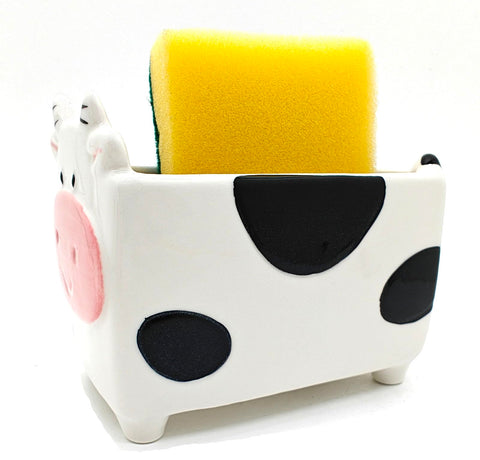 MONMOB sink sponge holder with cow design keeps counters tidy and stylish