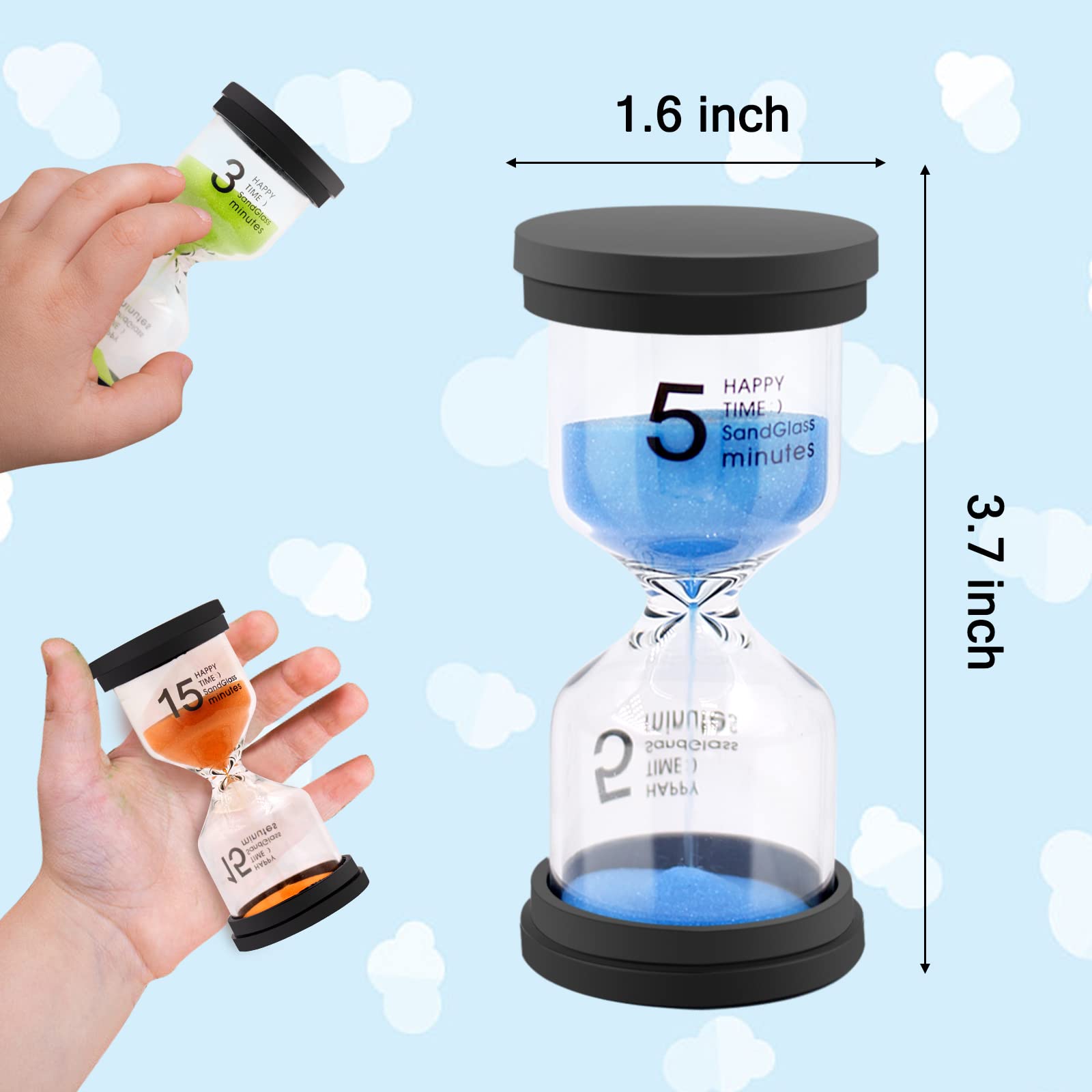 Monsin sand timer 3-minute multicolor for guided breaks and task pacing