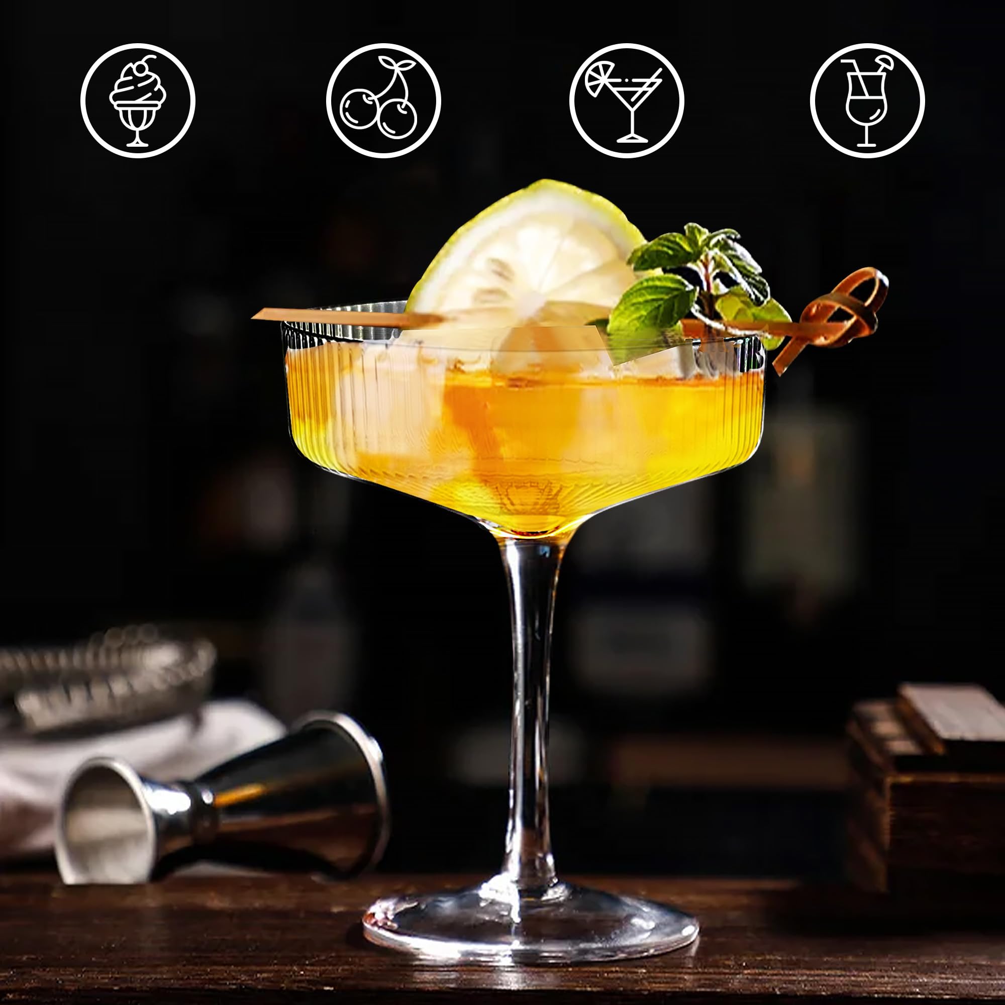 Montex lead-free crystal coupe glasses ensure safe, clear servings