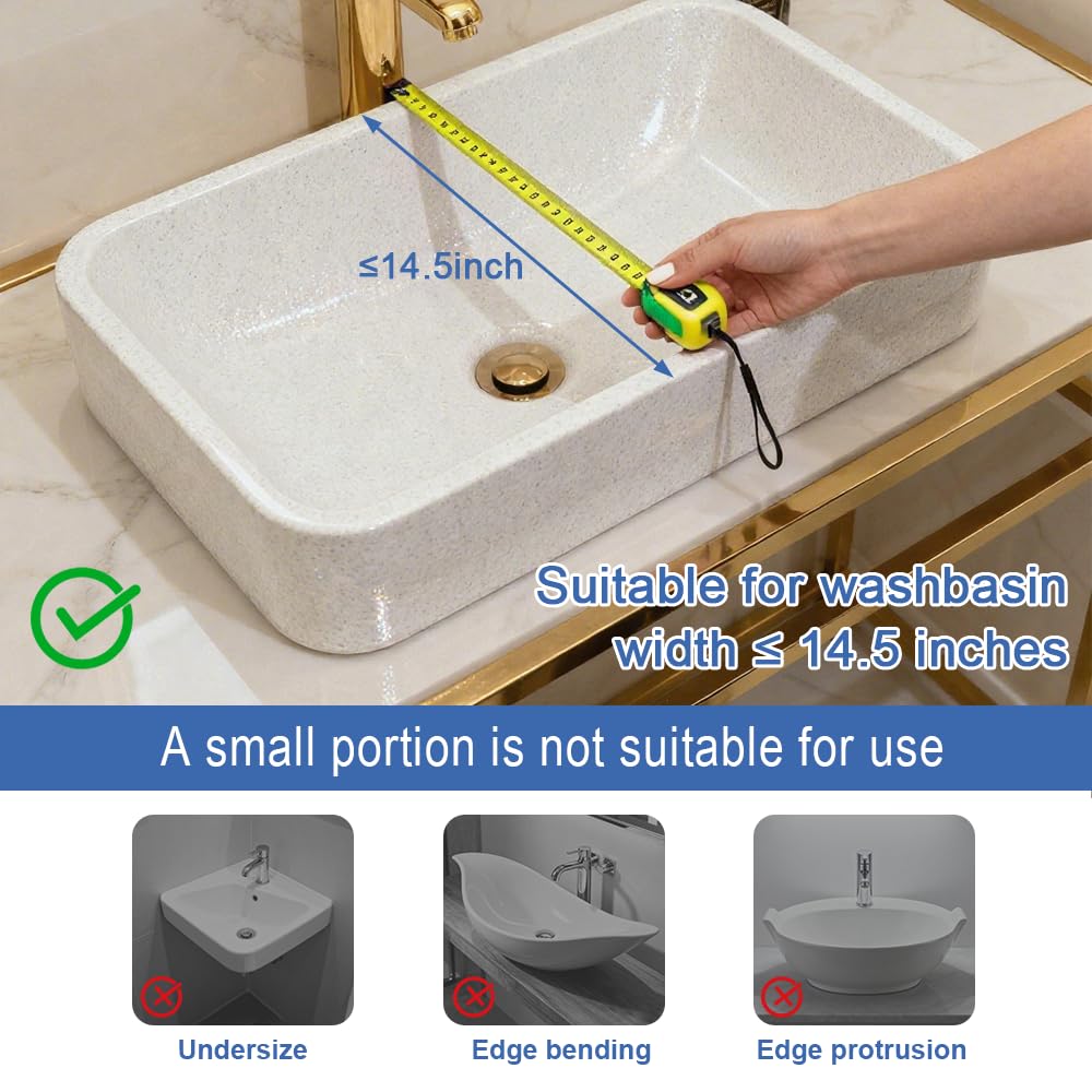 MONVIE over-sink organizer in use to maximize counter space while cosmetics stay put.