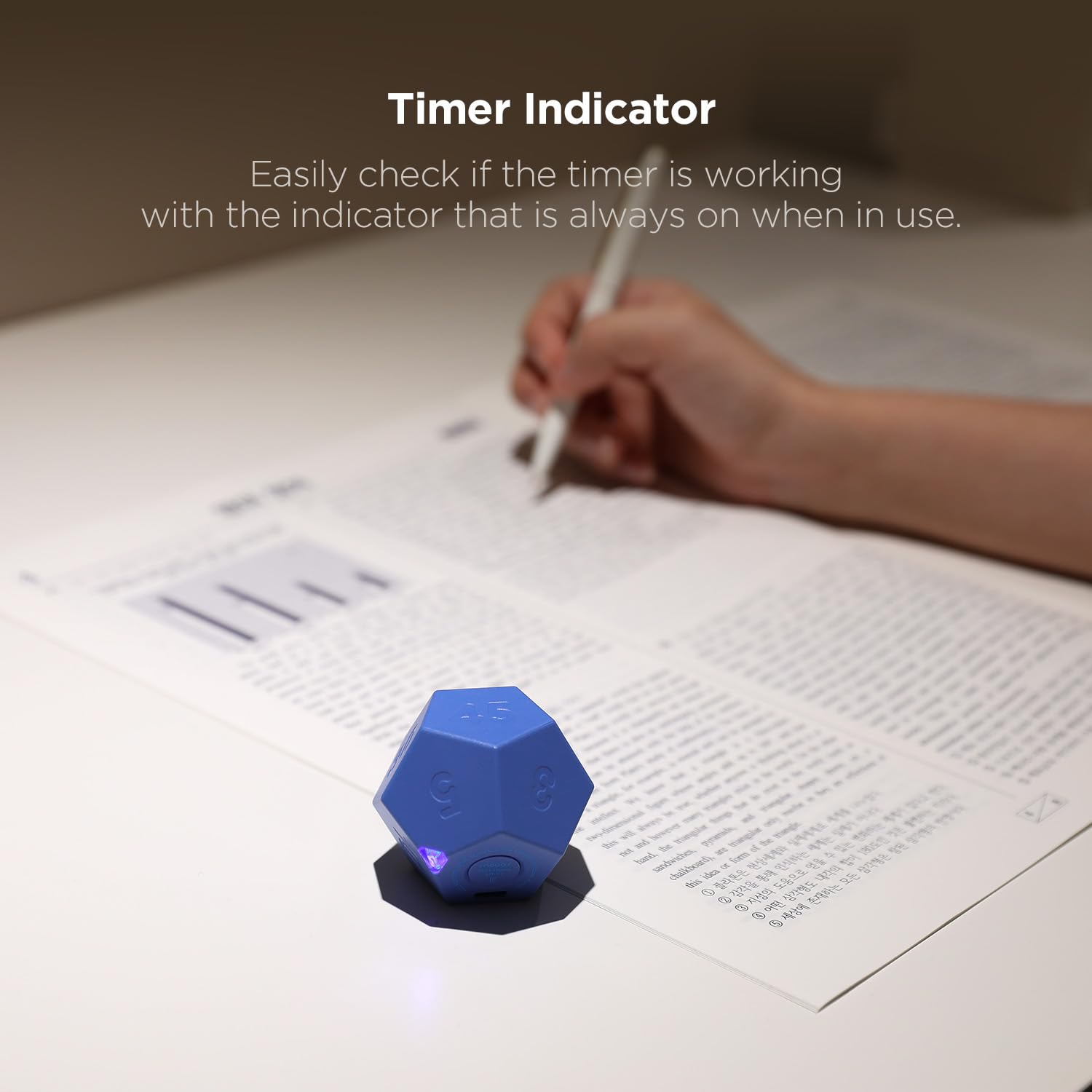 Mooas Dodecagon Time Ball blue charging indicator while charging
