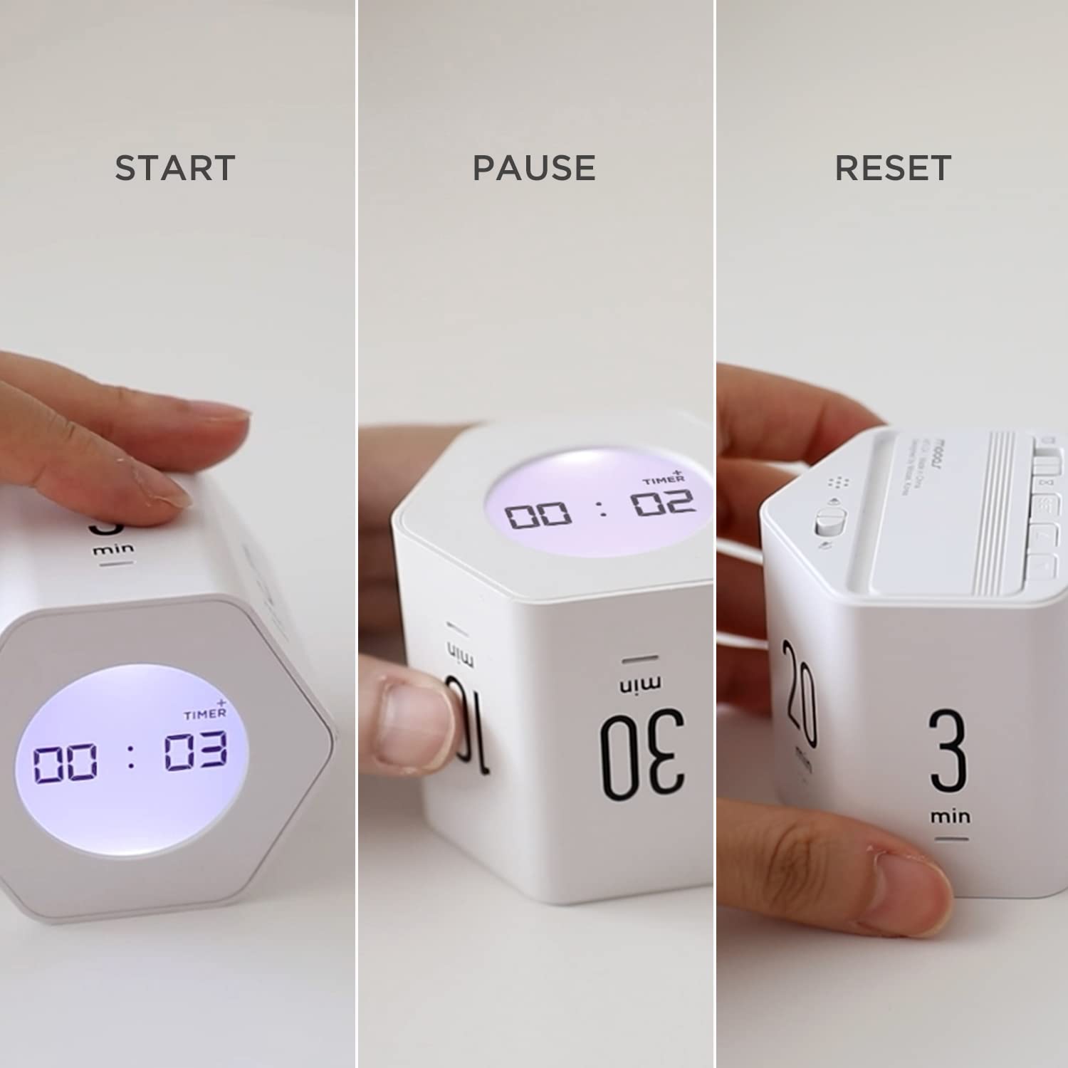 Mooas Multi-Hexagon Clock Cube backlight on; quick time check in low light.