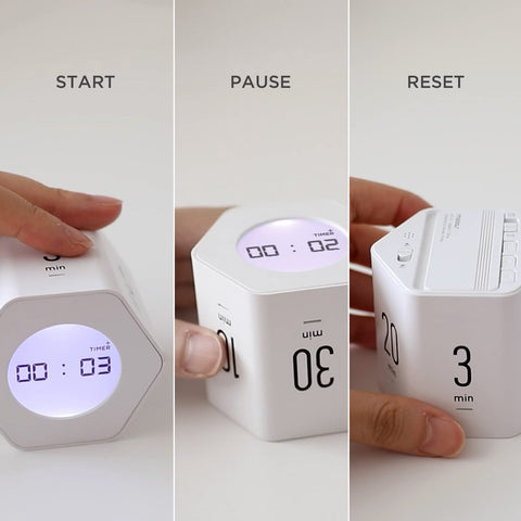 Mooas Multi-Hexagon Clock Cube backlight on; quick time check in low light.