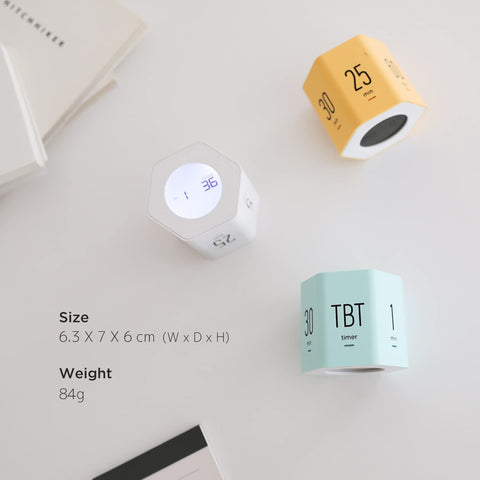 Mooas Clock Cube in Yellow; ideal for classrooms, offices, and gyms.