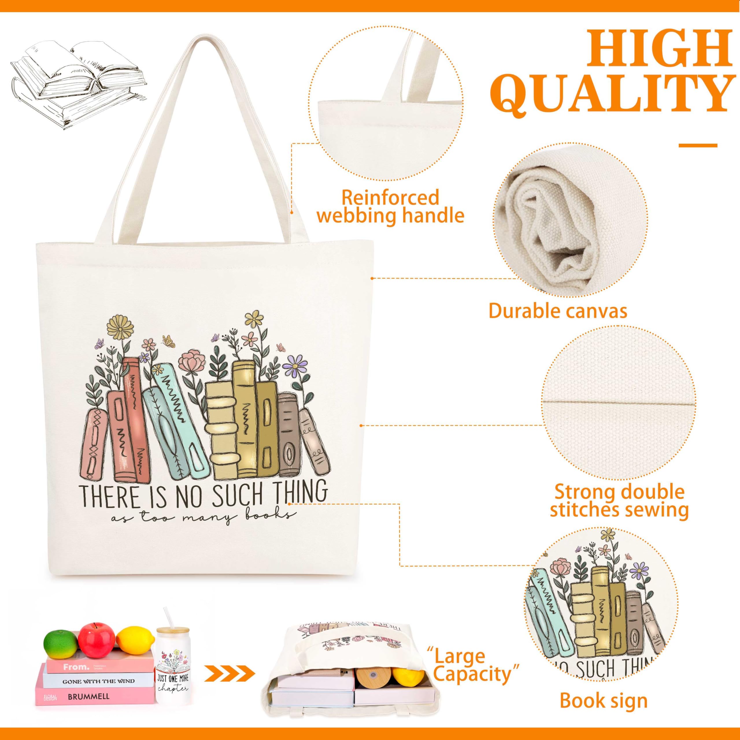 Moogeen women's canvas tote bag for carrying books and daily essentials