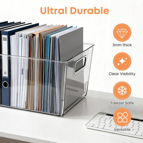 Moonedge four-foot base keeps bins stable on shelves and countertops.