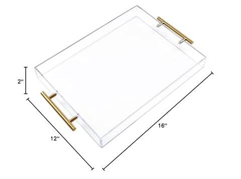 Moonlit Pond classic transparent tray with golden handles to elevate decor.