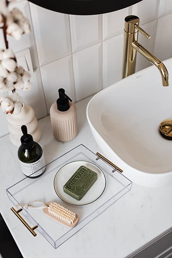 Moonlit Pond leak-proof tray with curved handles for safe transport.