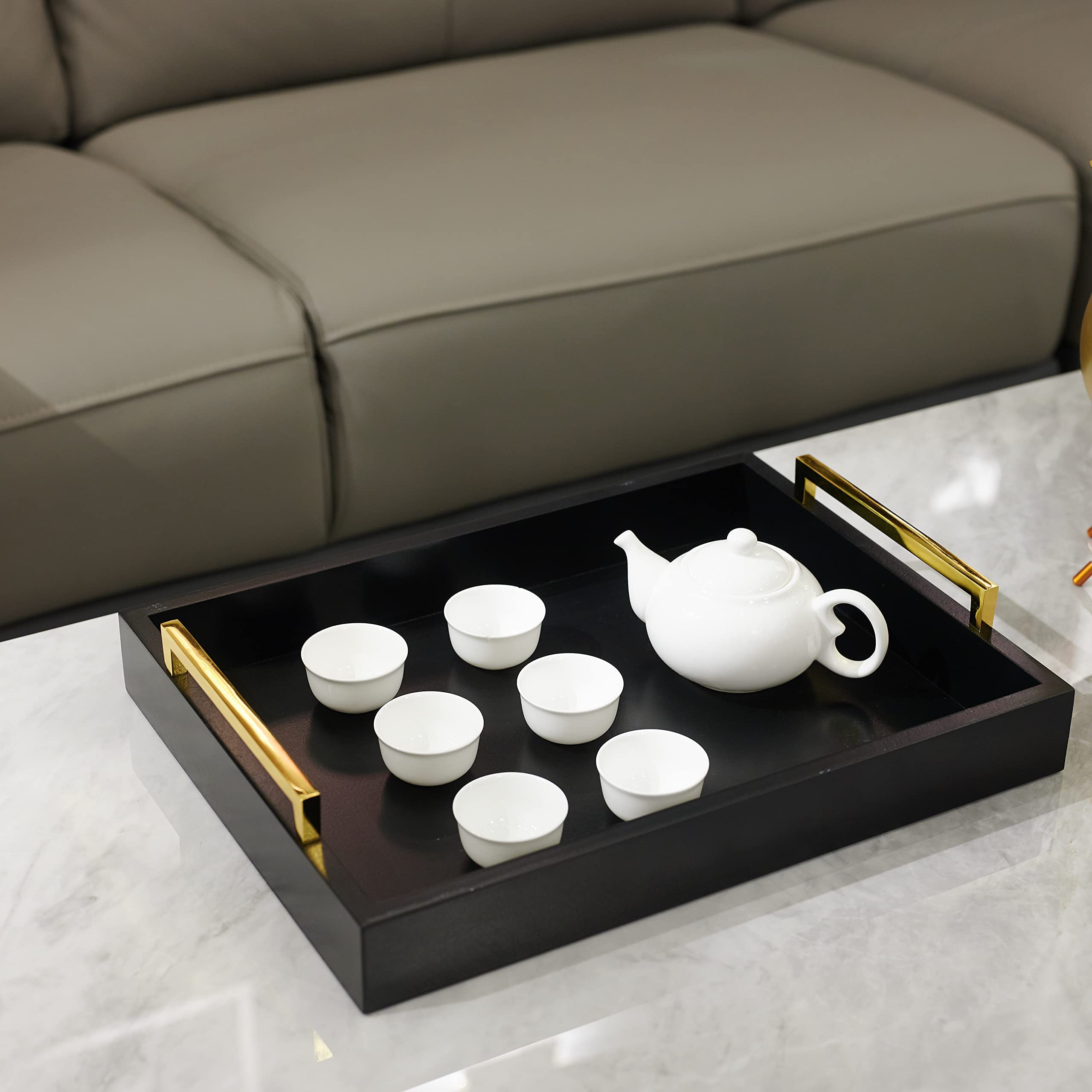 Moonlit Pond outdoor tray ready for snacks and beverages at gatherings.