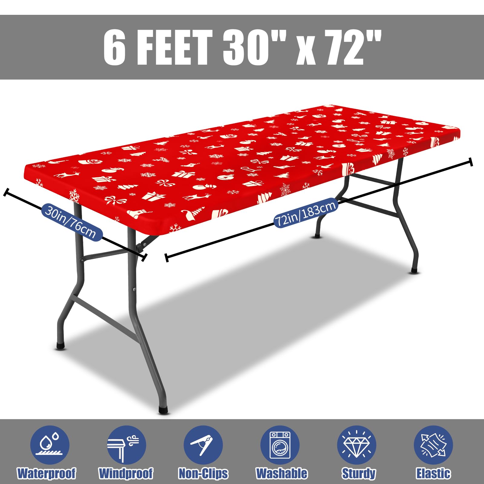 Christmas dinner setup with Moosfor snowflake tablecloth