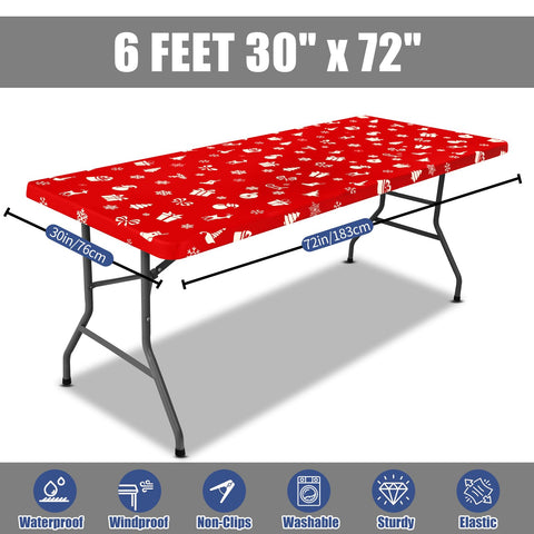 Christmas dinner setup with Moosfor snowflake tablecloth
