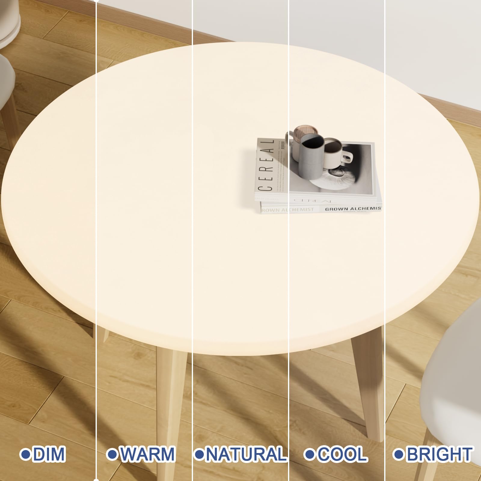 Moosfor round spandex tablecloth beige color complements any table decor.