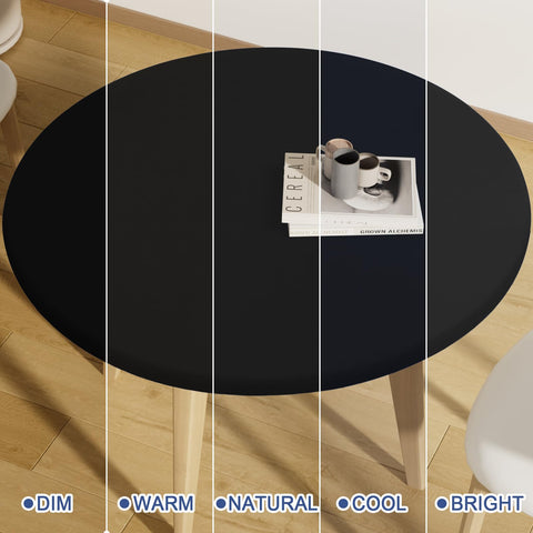 Moosfor Round Spandex tablecloth stretches to fit 36-44 inch rounds.