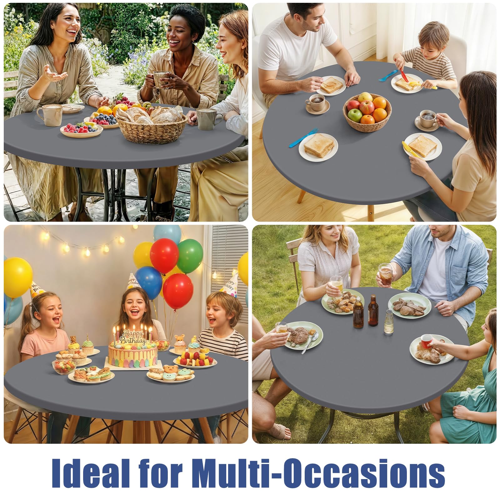 Moosfor round spandex tablecloth setup shows easy care and quick clean surfaces.