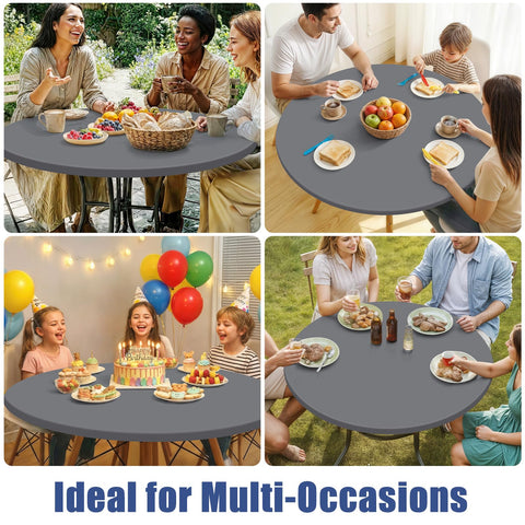 Moosfor round spandex tablecloth setup shows easy care and quick clean surfaces.