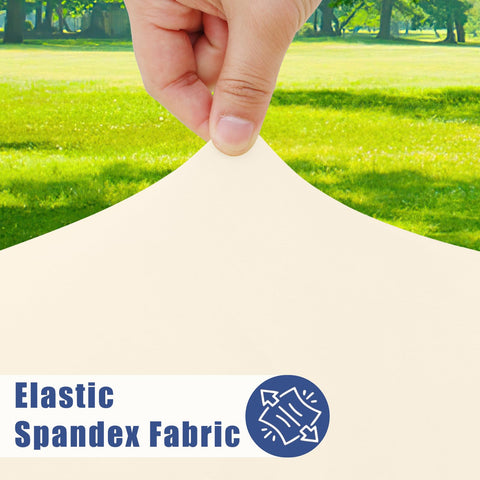 Moosfor round spandex tablecloth showing elastic edges for secure wrap-around coverage.