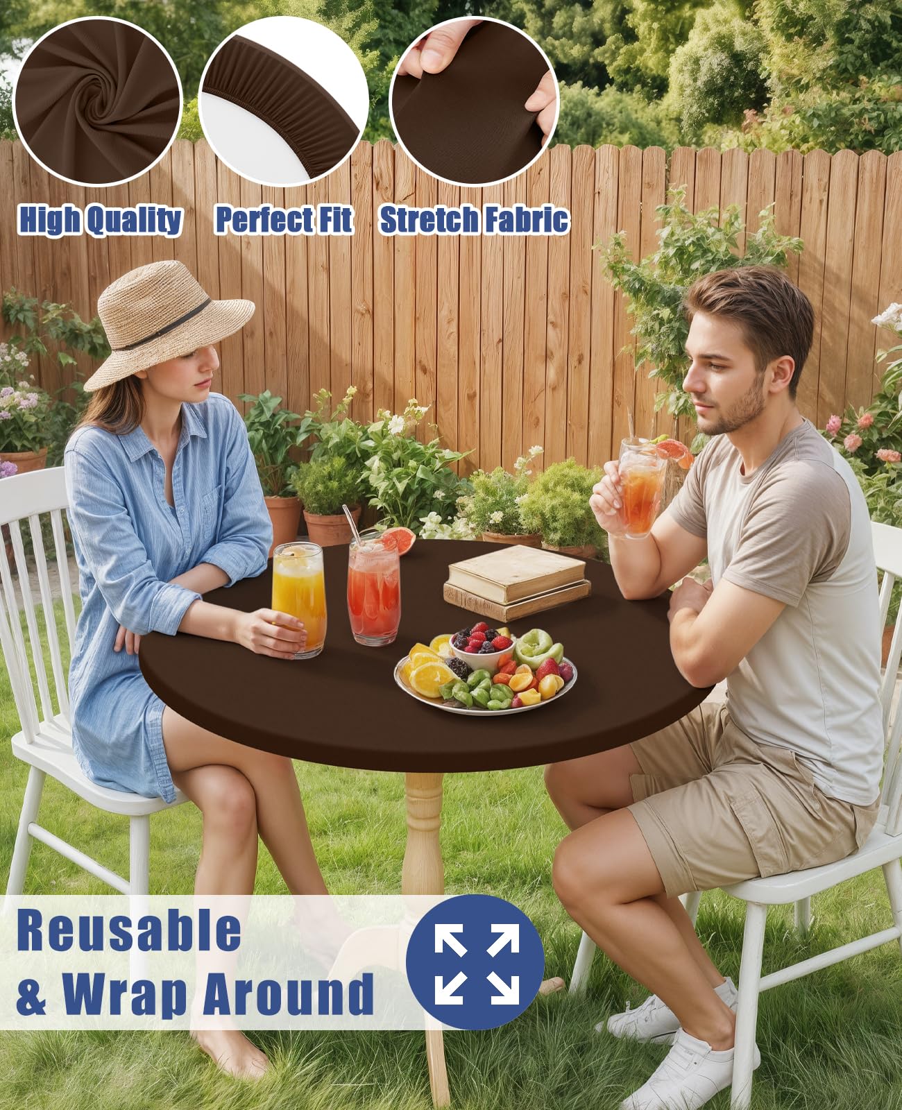 Moosfor round tablecloth machine washable design for reuse.