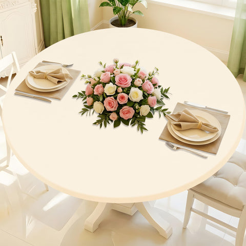 Moosfor round spandex tablecloth with stretch fit for snug dining setup.