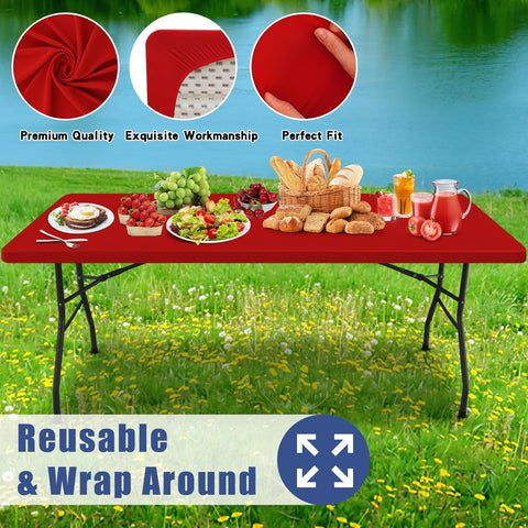 Moosfor Spandex 6ft rectangle tablecloth durable stitching for long-lasting use